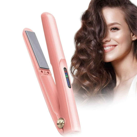 Mineart Mini Portable USB Hair Straightener & Curler 2-in-1 Compact Design Dual Voltage for Travel & Dorm Use Fast Heating for Bangs & Short Hair