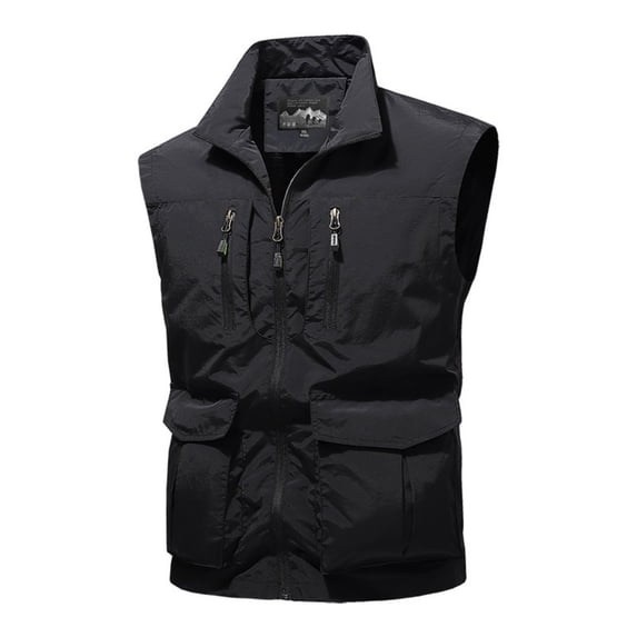 Multiple Cargo Mineart Multi Pockets Cargo Vests for Men Utility Vest Jacket Full Zip ...