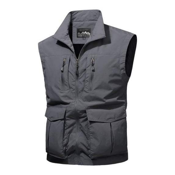 Multiple Cargo Mineart Multi Pockets Cargo Vests for Men Utility Vest Jacket Full Zip ...