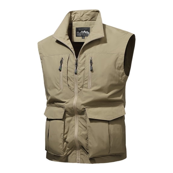 Multiple Cargo Mineart Multi Pockets Cargo Vests for Men Utility Vest Jacket Full Zip ...