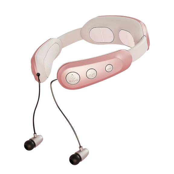 Mineart Multifunctional Rechargeable Cervical Pulse Massager with Bluetooth Earphone, Wireless Neck Massage Device for Home Office Travel Relaxation
