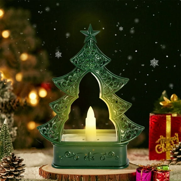 Mineart Plastic Christmas Tree with LED Decorative Lights, Across-style Decoration for Parties and Desktop Ornaments, Adds Warm Glow to Holiday Spaces