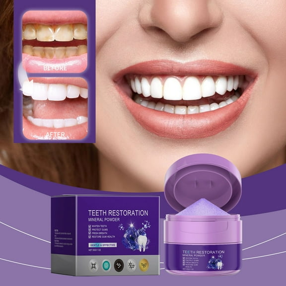 Mineart Purple Teeth Whitening Powder Brightening Fresh Breath Daily Oral Care