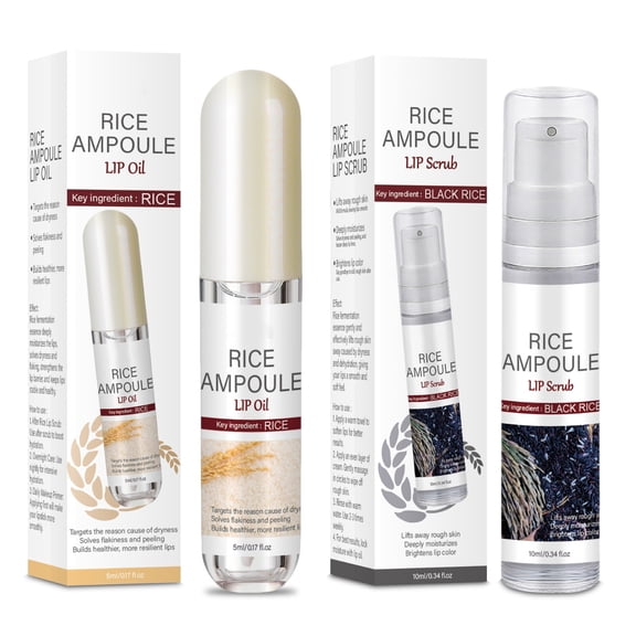 Mineart Rice And Black Rice Lip Care Set Lip Oil And Lip Scrub Exfoliating Hydrating Daily Lip Care Smooth Enhancing Treatment