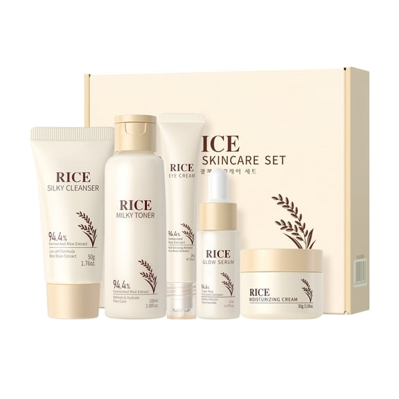 Mineart Rice Extract Skincare Set Hydrating Moisturizing Nourishing Complete Daily Skincare Kit For All Skin Types