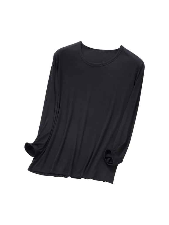 Thin Style Pajamas Top Mens Long Sleeve T Shirts Crew Neck Casual Basic Pullover Shirt
