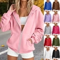 thumbnail image 1 of Mineart Women's Full Zip Hooded Drawstring Outerwear Ruched Cuff Long Sleeve Top with Pockets for Cold Weather Office Layering and Daily Errands, 1 of 7