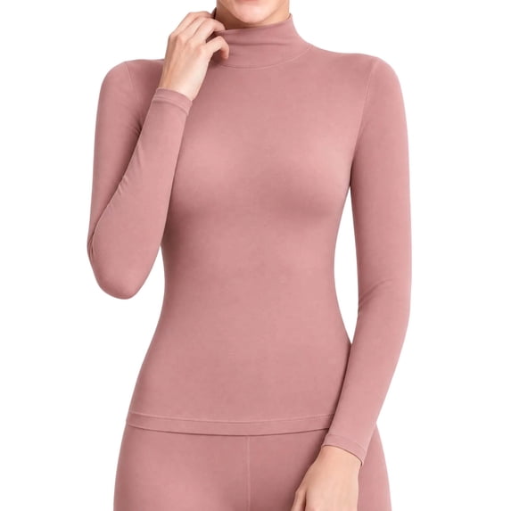 Mineart Women's Turtleneck Top Solid Slim Fit Light Stretchy Basic Layering Shirt