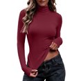 thumbnail image 1 of Mineart Women's Turtleneck Top Solid Slim Fit Stretchy Thermal Basic Layering Shirt, 1 of 7