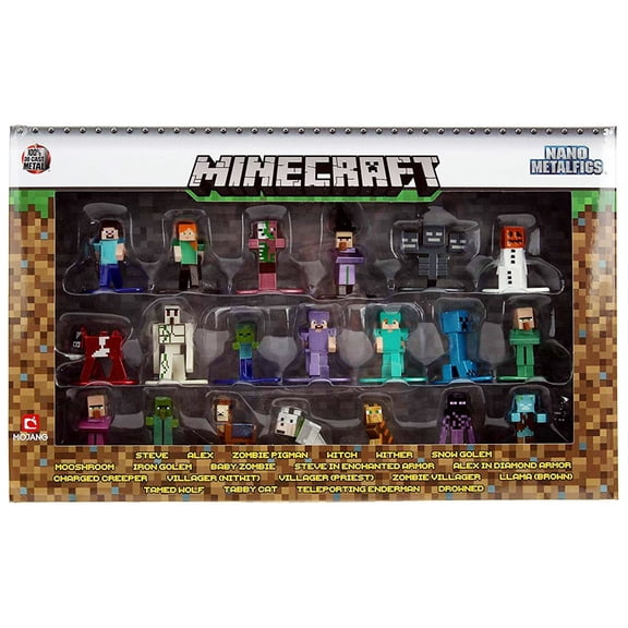 Jada Toys Minecraft Nano METALFIGS 20-Pack Wave 2 Die-Cast, 1.65", Collectible Figurines, 100%