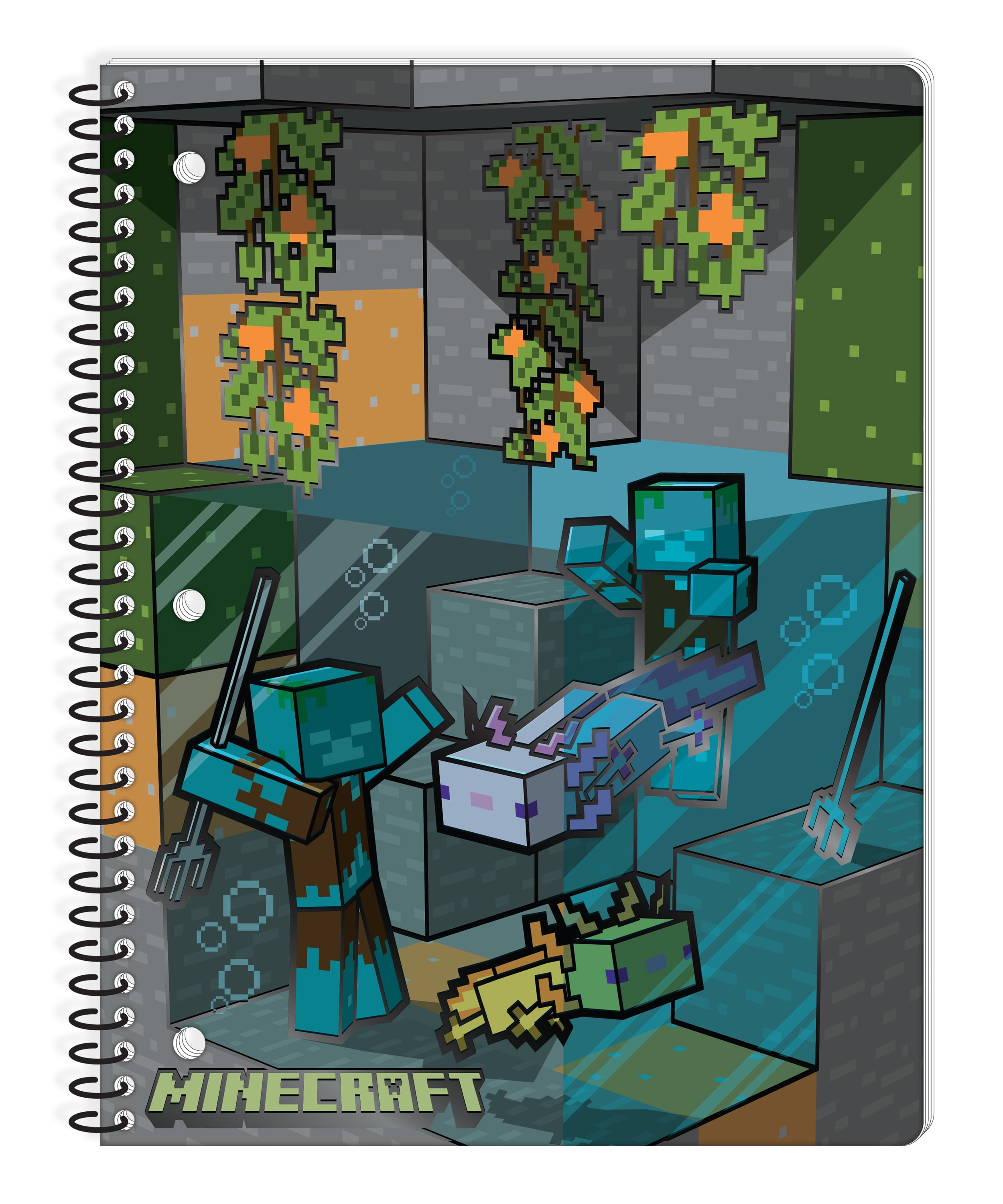 Minecraft 1-Subject Spiral Notebook, Wide Ruled, 8" x 10.5", Multi-Color, 80 Sheets