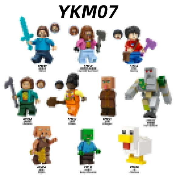 Minecraft 10-Piece Mini Figures, Pixel Characters for Birthday Gifts, Party Favors, or Collecting