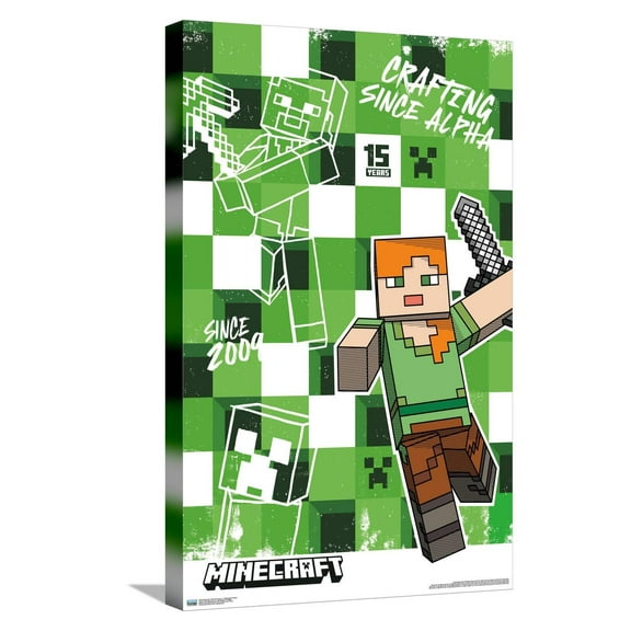 Minecraft: 15th Anniversary - Crafting Since Alpha Canvas Wall Poster, 14.725" x 22.375"