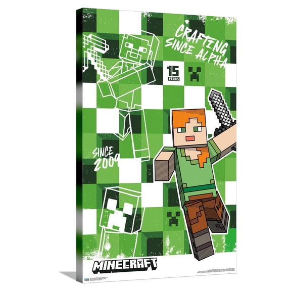 Minecraft: 15th Anniversary - Crafting Since Alpha Canvas Wall Poster, 22.375" x 34"