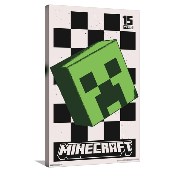 Minecraft: 15th Anniversary - Posterized Creeper Canvas Wall Poster, 22.375" x 34"