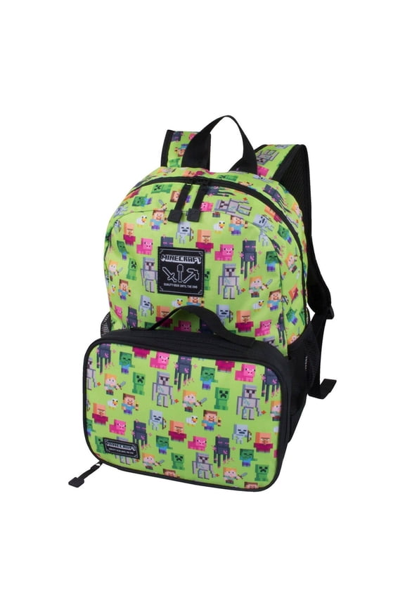JINX Minecraft Overworld Sprite Backpack with Detatchable Lunch Bag Set 16"