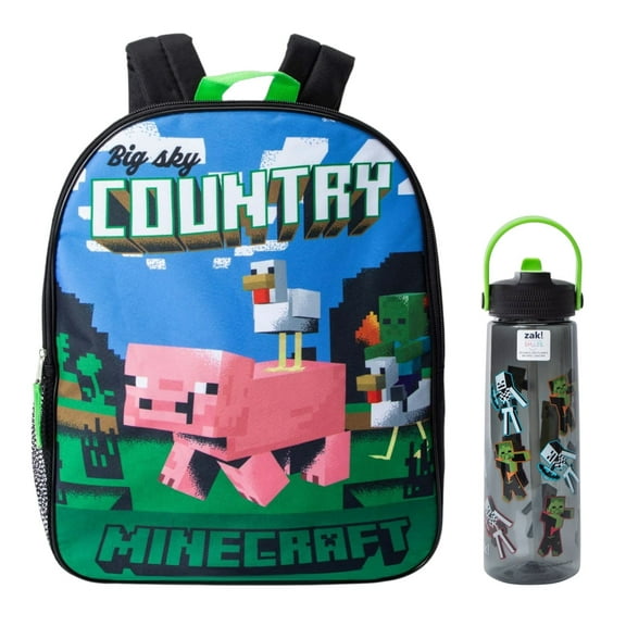 Minecraft 2-Piece Carry Bag & 30 oz Water Bottle Set Big Sky Country