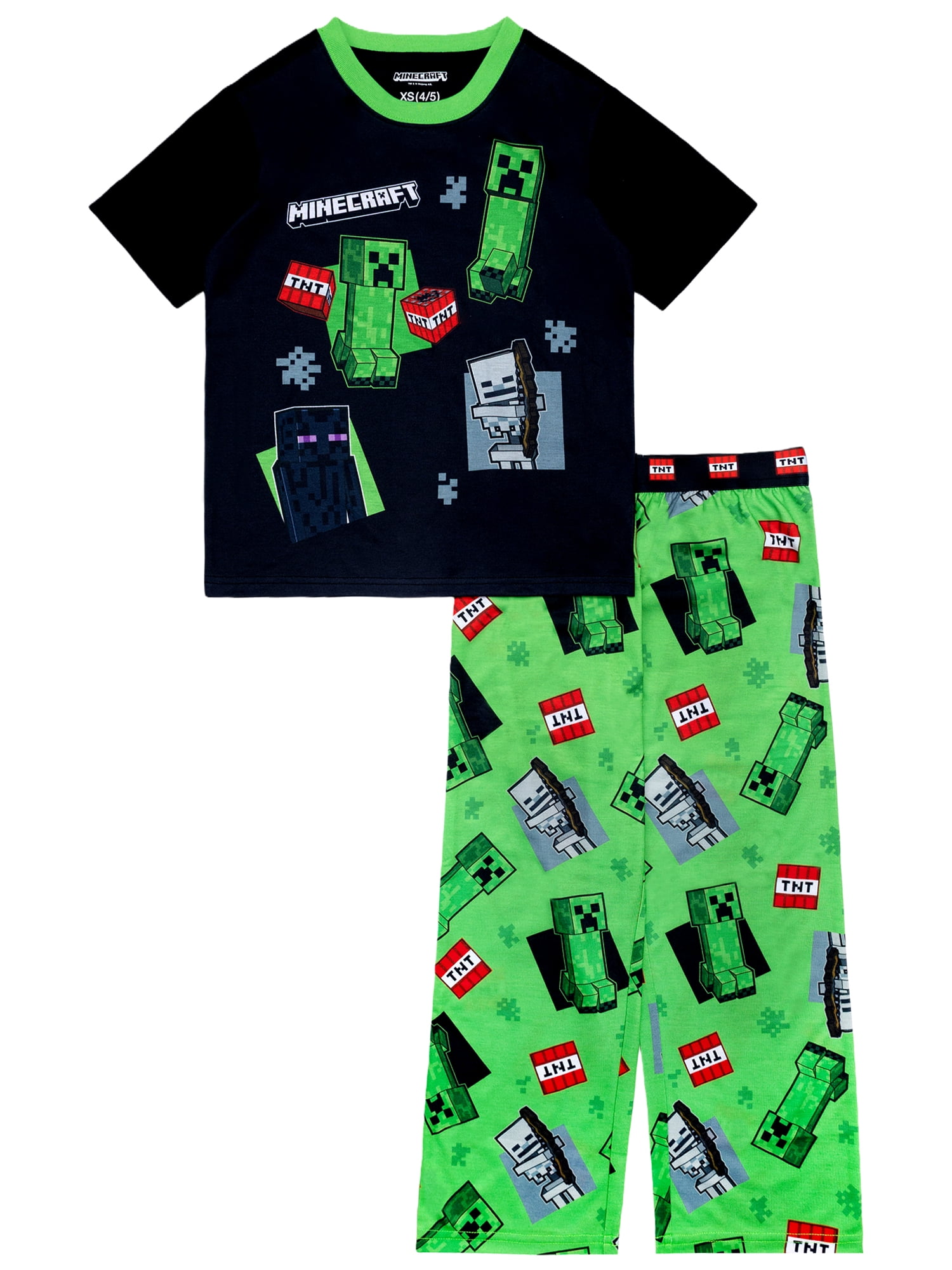 Minecraft 2-Piece Short Sleeve and Pant Pajama Set, Sizes 4-16