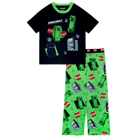 Minecraft 2-Piece Short Sleeve and Pant Pajama Set, Sizes 4-16