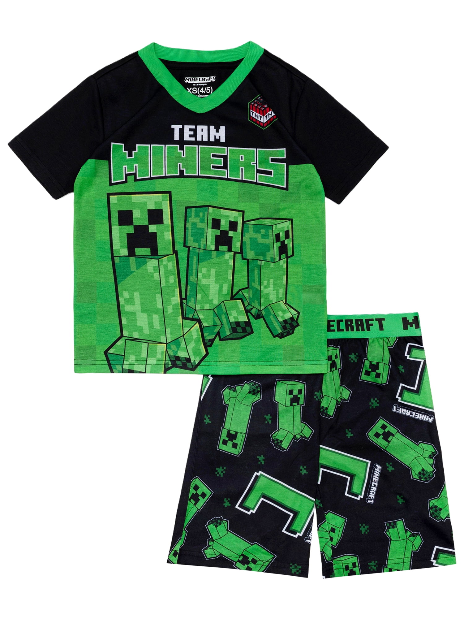 Minecraft 2-Piece Short Sleeve and Short Pajama Set, 4-16