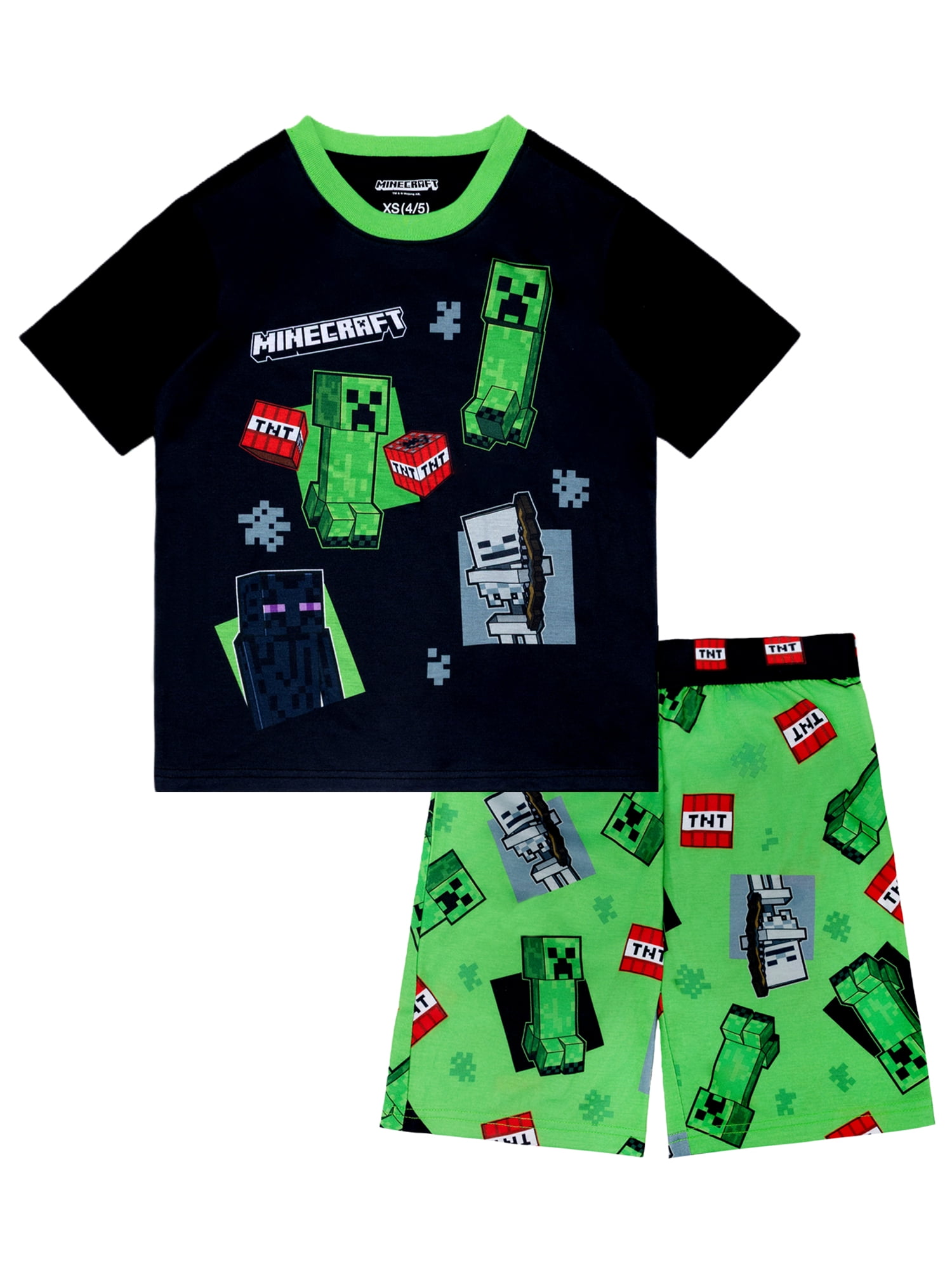 Minecraft 2-Piece Short Sleeve and Short Pajama Set, 4-16