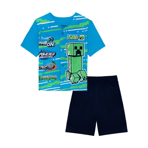 Minecraft 2-Piece Short Sleeve and Short Pajama Set, Sizes 4-12