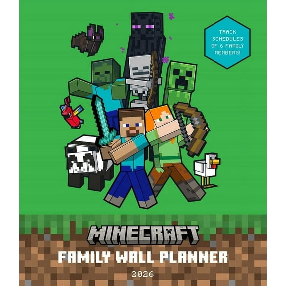 Minecraft 2026 Minecraft Family Wall Planner, (Paperback)