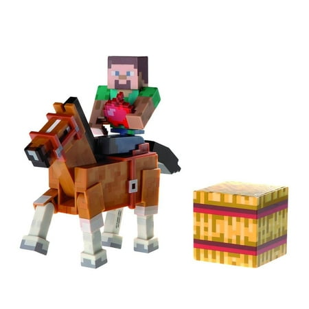 Minecraft 3" Action Figure 2-Pack Steve with Brown Horse