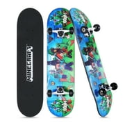 Minecraft 31" Lenticular Complete Skateboard, Battle Scene, Kids Ages 6+, Green