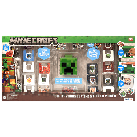 Minecraft 3D Creeper Sticker Maker Craft Kit, DIY Activity Set for Kids, Makes 60 Stickers, Ages 6+