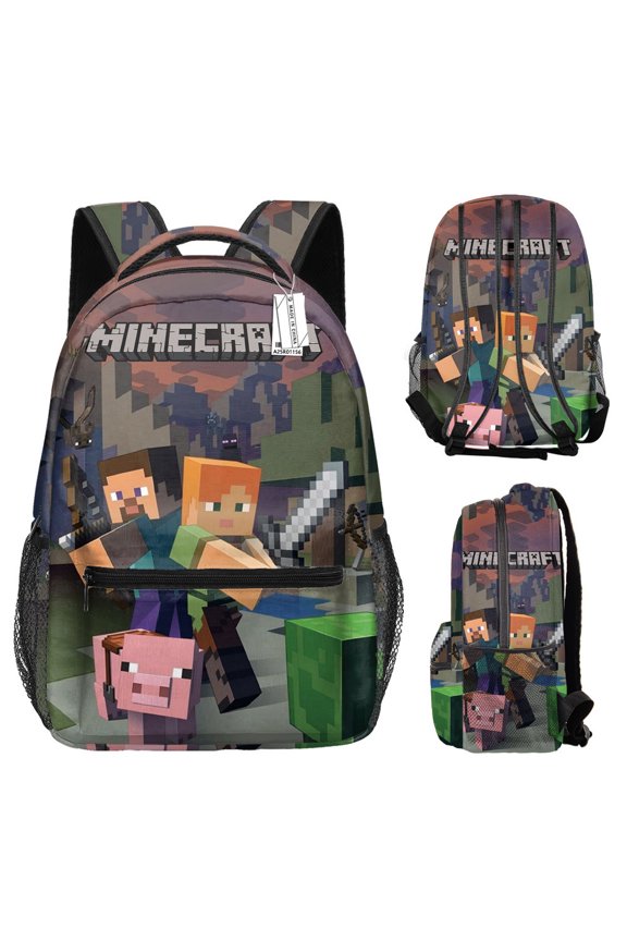 Minecraft 3D Theme Waterproof Backpack, Laptop Bag, Stylish Lightweight Travel Bag