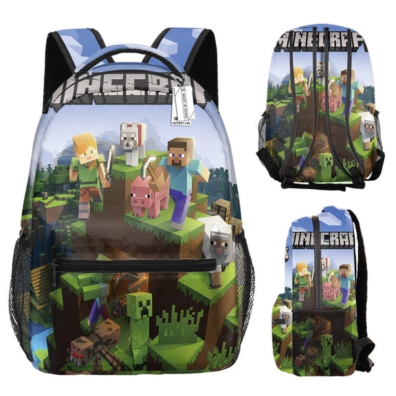 Minecraft 3D Theme Waterproof Backpack, Laptop Bag, Stylish Lightweight Travel Bag