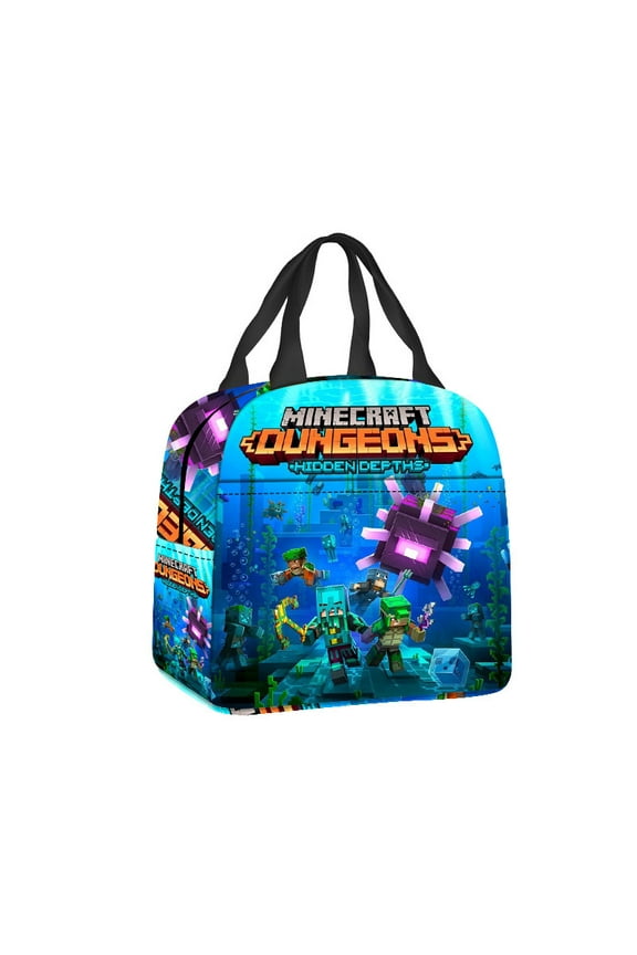 Minecraft 3D Theme Waterproof Lunch Bag, Lunch Box Bag, Lightweight Travel Bag