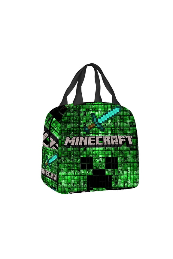 Minecraft 3D Theme Waterproof Lunch Bag, Lunch Box Bag, Lightweight Travel Bag