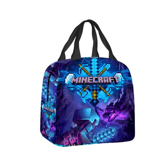 Minecraft 3D Theme Waterproof Lunch Bag, Lunch Box Bag, Lightweight Travel Bag