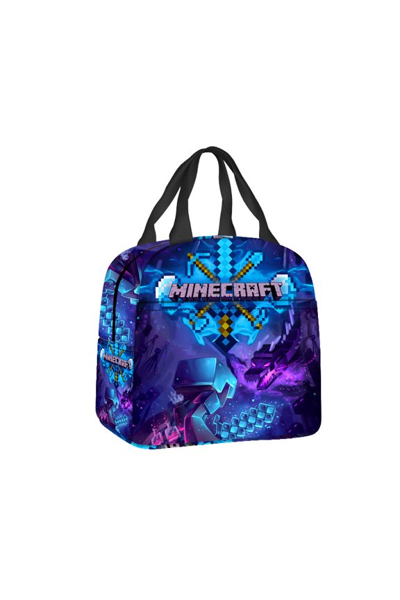 Minecraft 3D Theme Waterproof Lunch Bag, Lunch Box Bag, Lightweight Travel Bag
