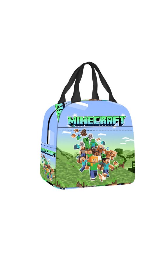 Minecraft 3D Theme Waterproof Lunch Bag, Lunch Box Bag, Lightweight Travel Bag