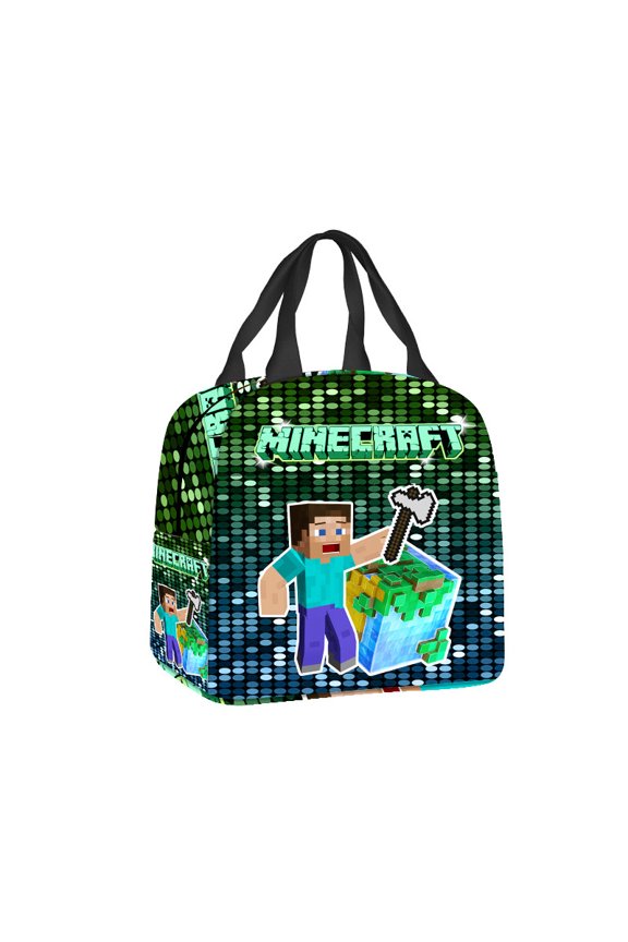 Minecraft 3D Theme Waterproof Lunch Bag, Lunch Box Bag, Lightweight Travel Bag