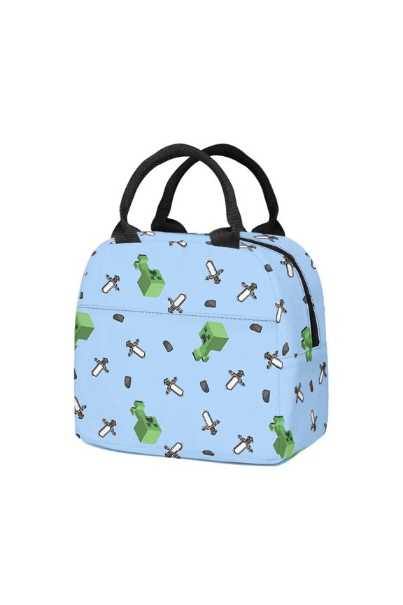 Minecraft 3D Theme Waterproof Lunch Bag, Lunch Box Bag, Lightweight Travel Bag