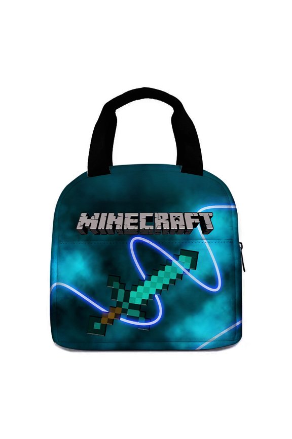 Minecraft 3D Theme Waterproof Lunch Bag, Lunch Box Bag, Lightweight Travel Bag