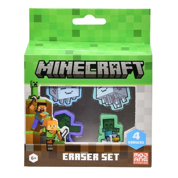 Minecraft 4pk Shaped Erasers in Box
