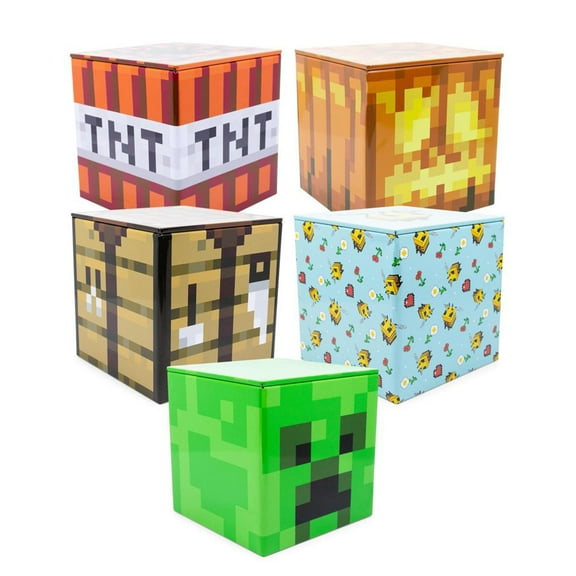 Minecraft 5-Piece 4 Inch Tin Storage Box Bundle