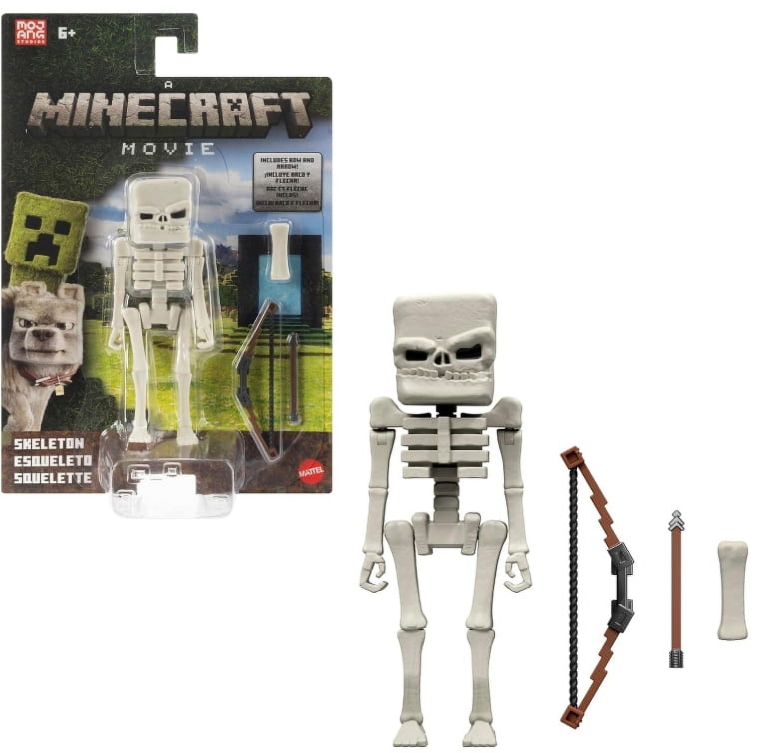 Minecraft Action Figure & Accessories Set, 4-inch Skeleton Posable Character Collectible Inspired by A Minecraft Movie