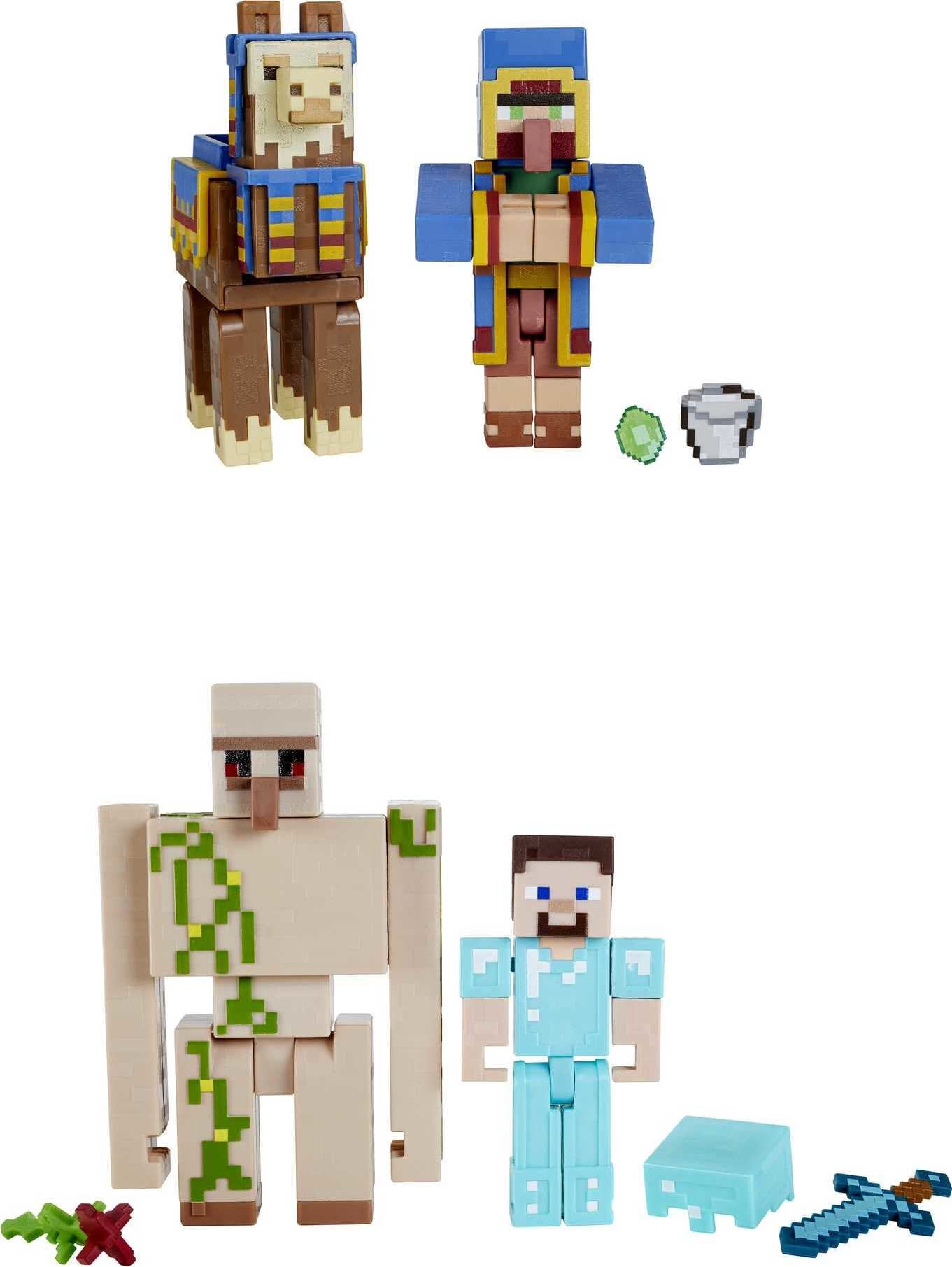 Minecraft Action Figures & Accessories 2-Pack, 3.25-inch Scale Collectible Sets (Characters May Vary)
