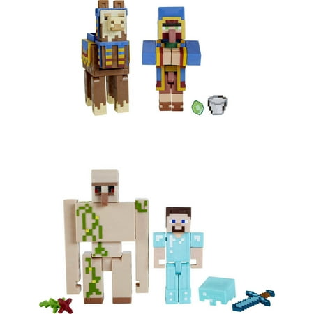 Minecraft Action Figures & Accessories 2-Pack, 3.25-inch Scale Collectible Sets (Characters May Vary)