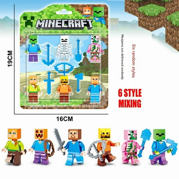 Minecraft Action Figures Set  6-Pack Mini Pixel Character Toys, Game-Inspired Collectibles