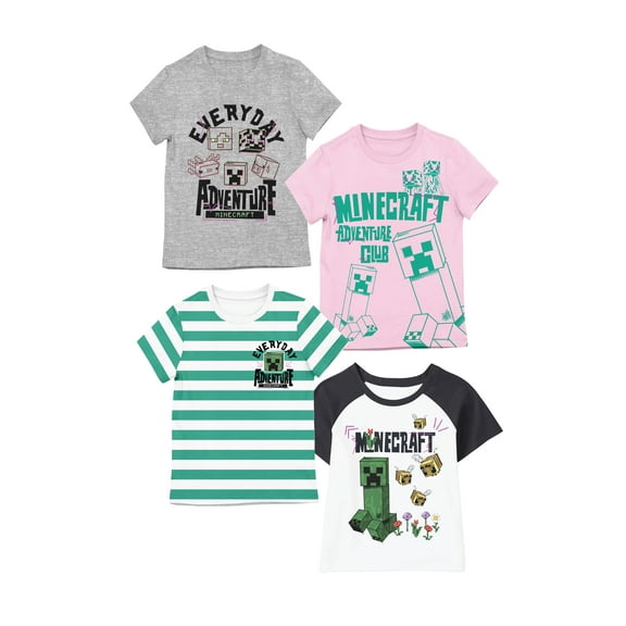 Minecraft Adventure Club 4pk Crew Neck Short Sleeve Youth Girl's Tees-XL