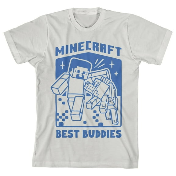 Minecraft Adventure Club Best Buddies Boy's White T-shirt-XS