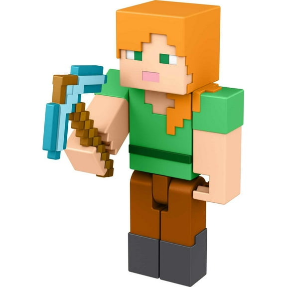Minecraft Alex Action Figure, 3.25-in, with 1 Build-a-Portal Piece & 1 Accessory
