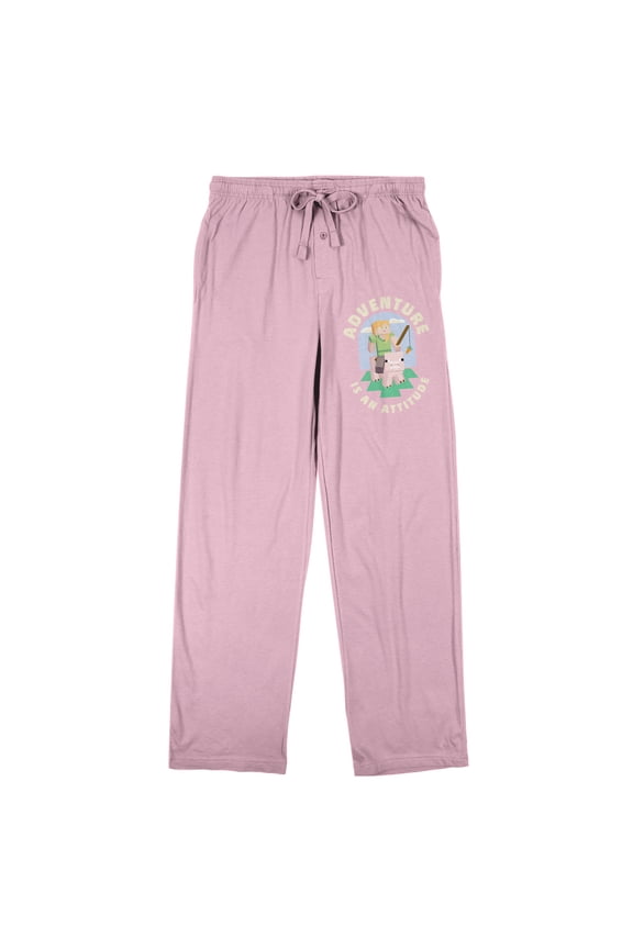 Minecraft Alex Riding Pig Women's Pink Sleep Pajama Pants - Medium